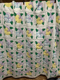 vintage Handmade Square Flower Quilt
