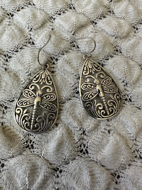 Dragonfly Teardrop Silver Earrings