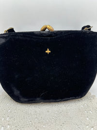 Vintage 1940's Black Velvet Purse