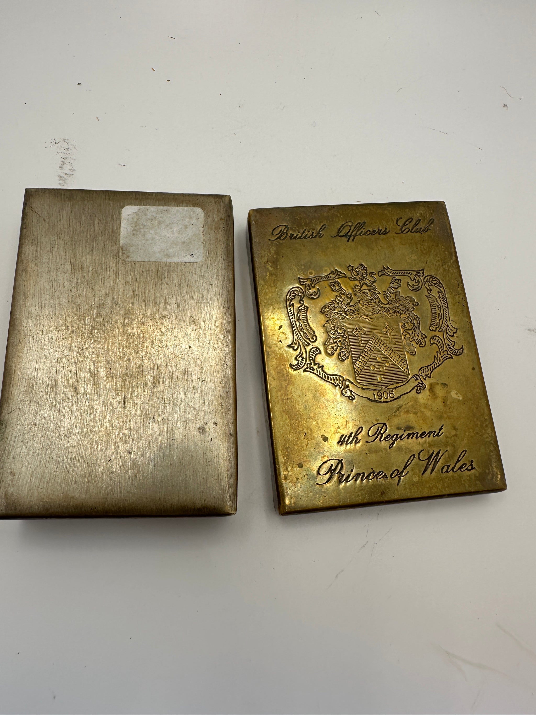 British WW1 Officers Club Cigarette Box, 4th Regiment, Prince of Whales