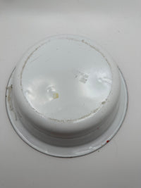 Vintage White And Red Enamel Bowl