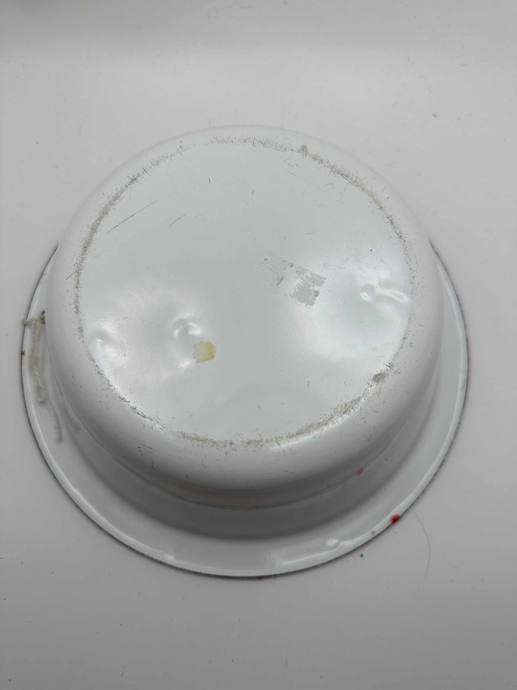 Vintage White And Red Enamel Bowl