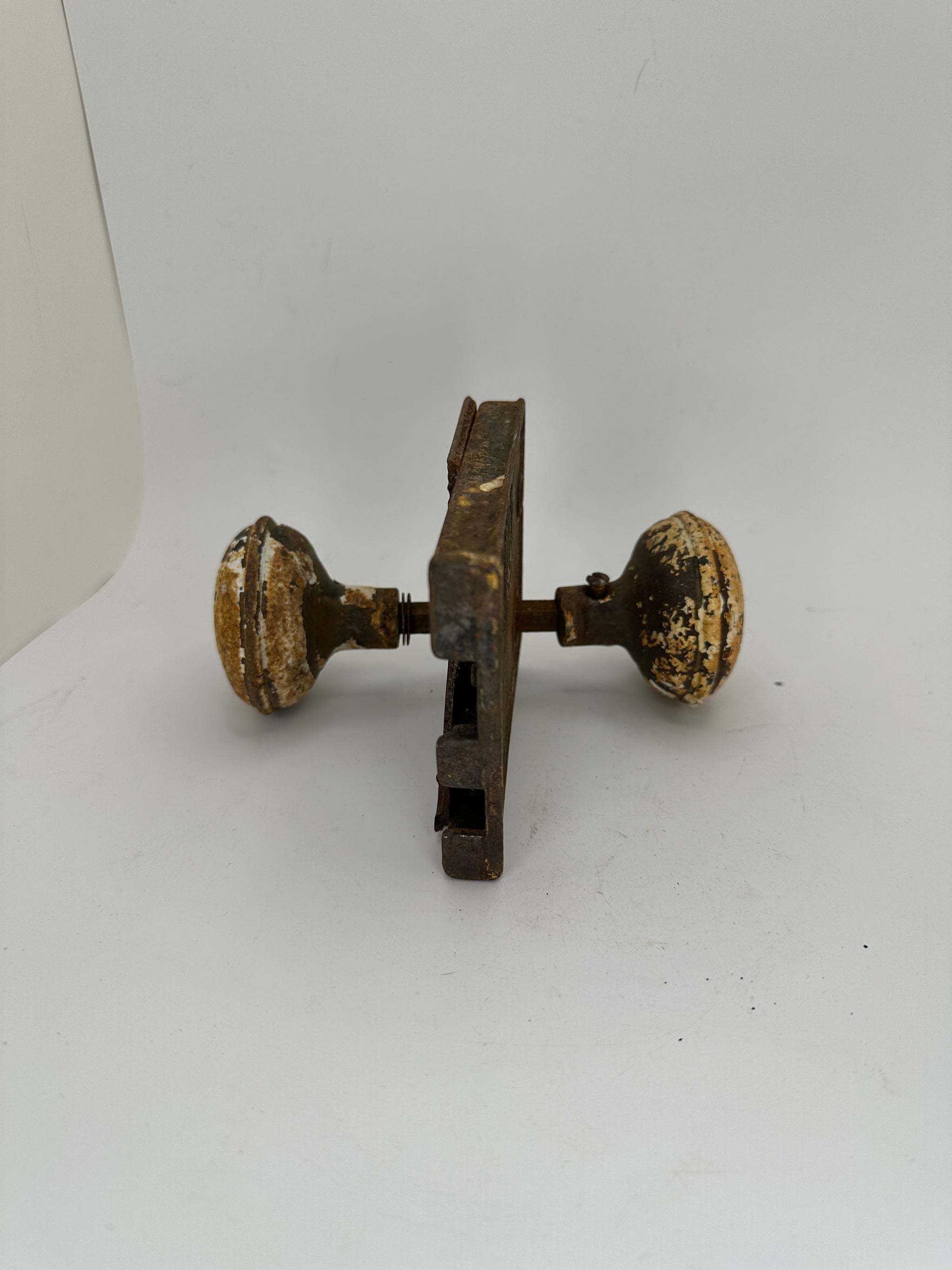 Antique Salvage Door Latch with Knobs