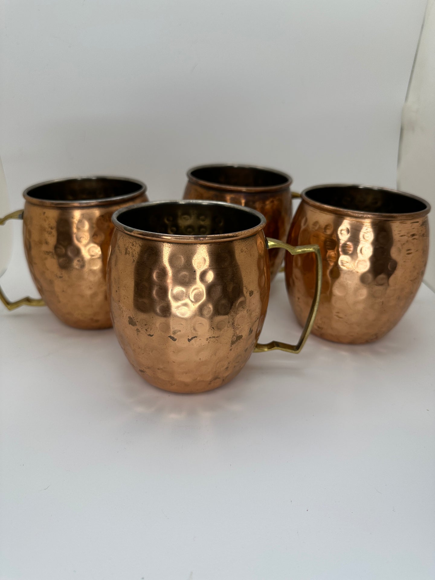 Set of Four Vintage Hammered Copper Coffee Cups