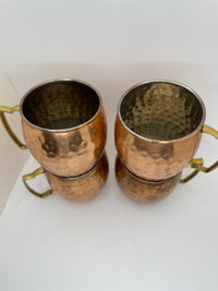 Set of Four Vintage Hammered Copper Coffee Cups