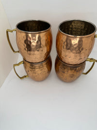 Set of Four Vintage Hammered Copper Coffee Cups