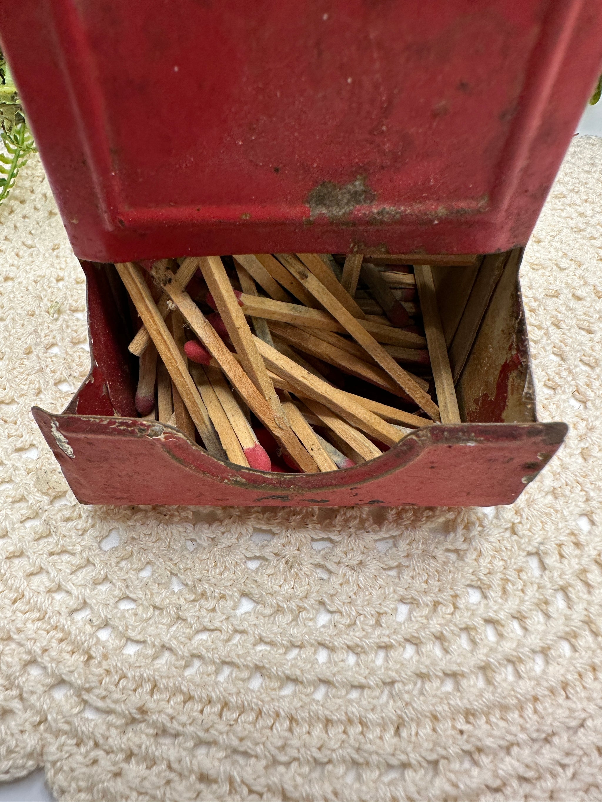 Vintage Rusty Crusty Metal Match Holder