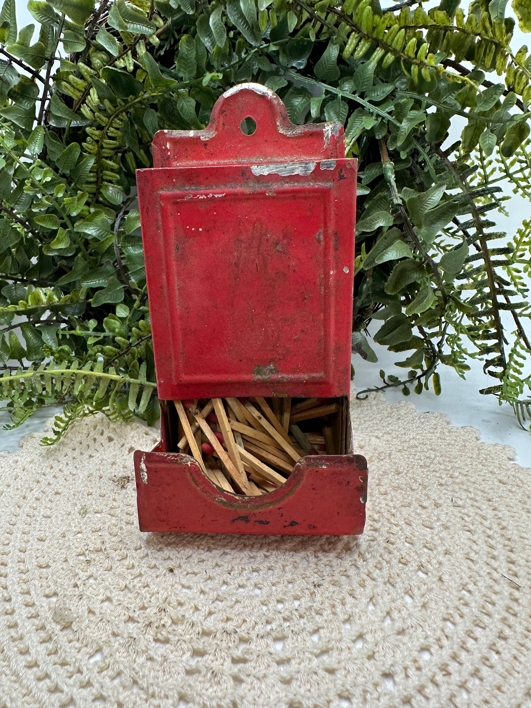 Vintage Rusty Crusty Metal Match Holder