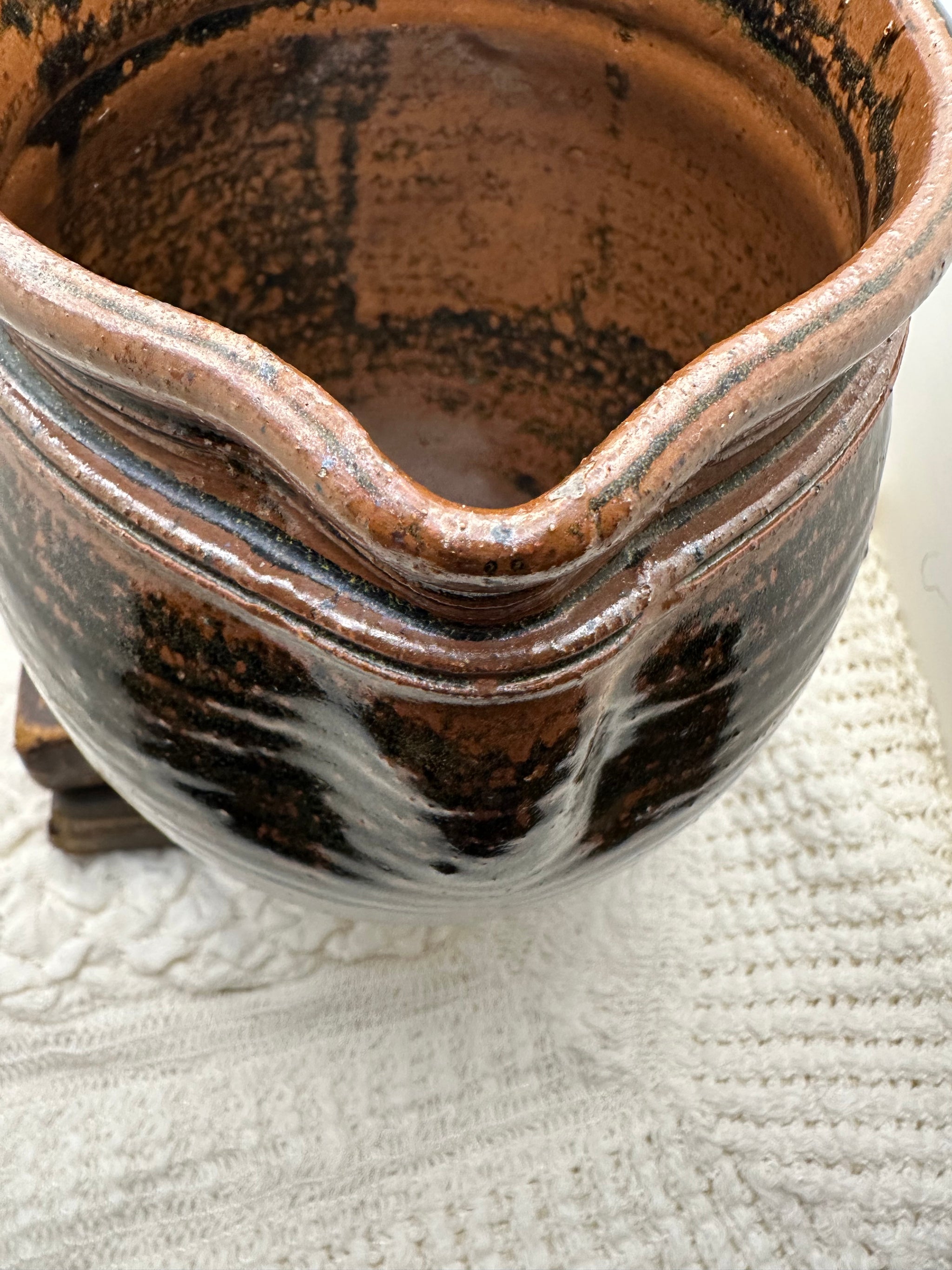Brown Stoneware Crock Pitcher