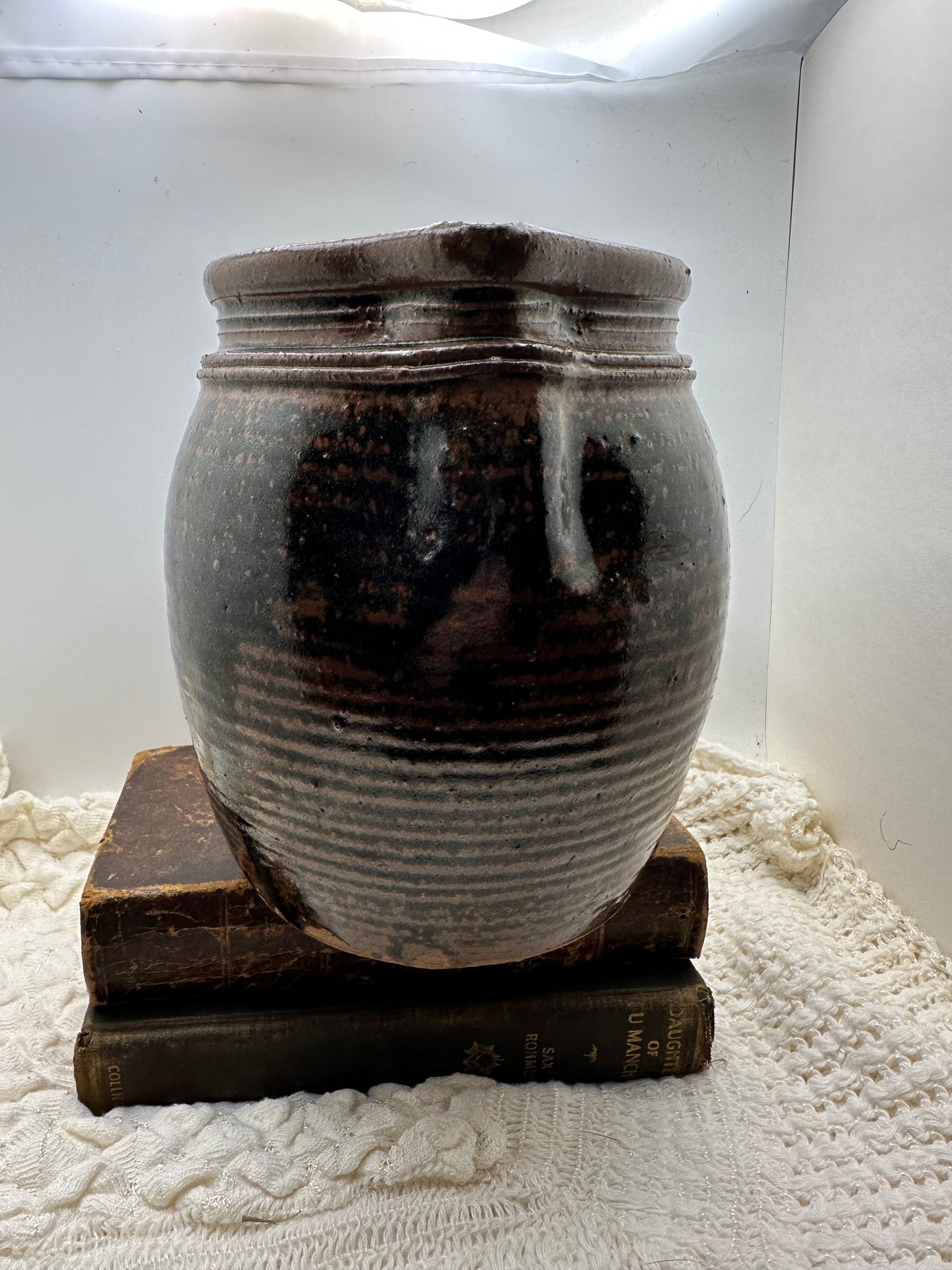 Brown Stoneware Crock Pitcher