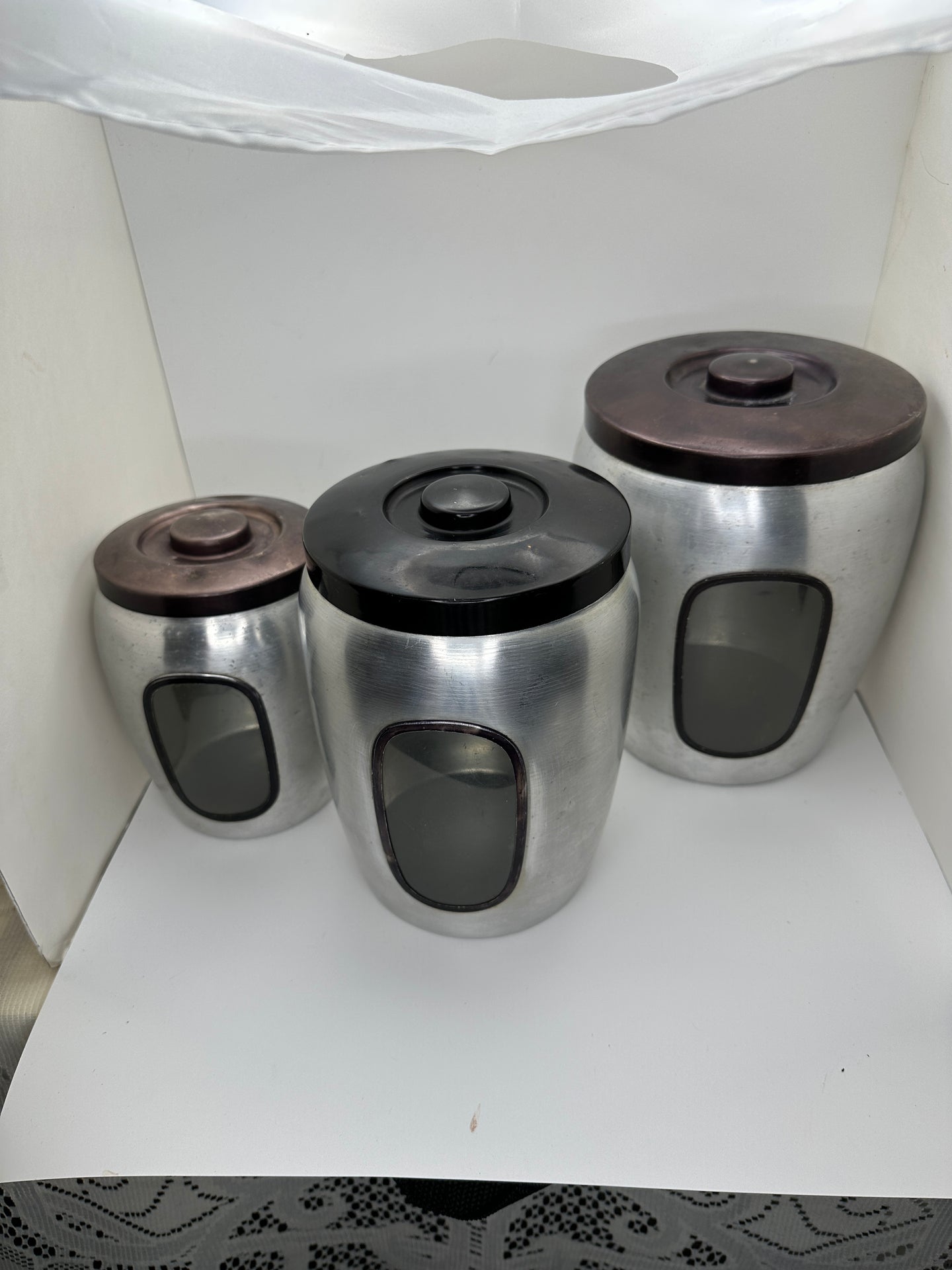 Vintage Aluminum Canister Set of Three