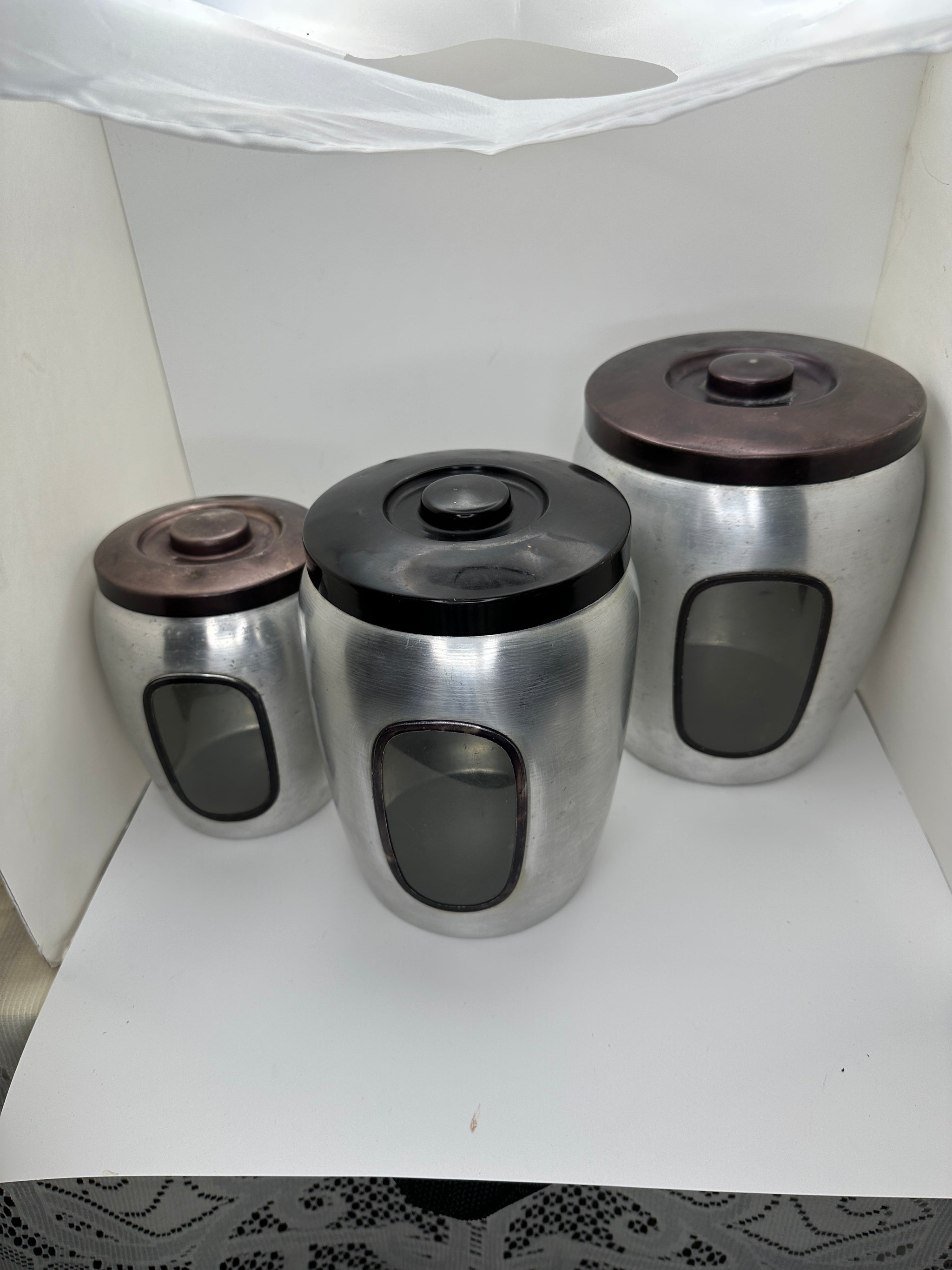 Vintage Aluminum Canister Set of Three