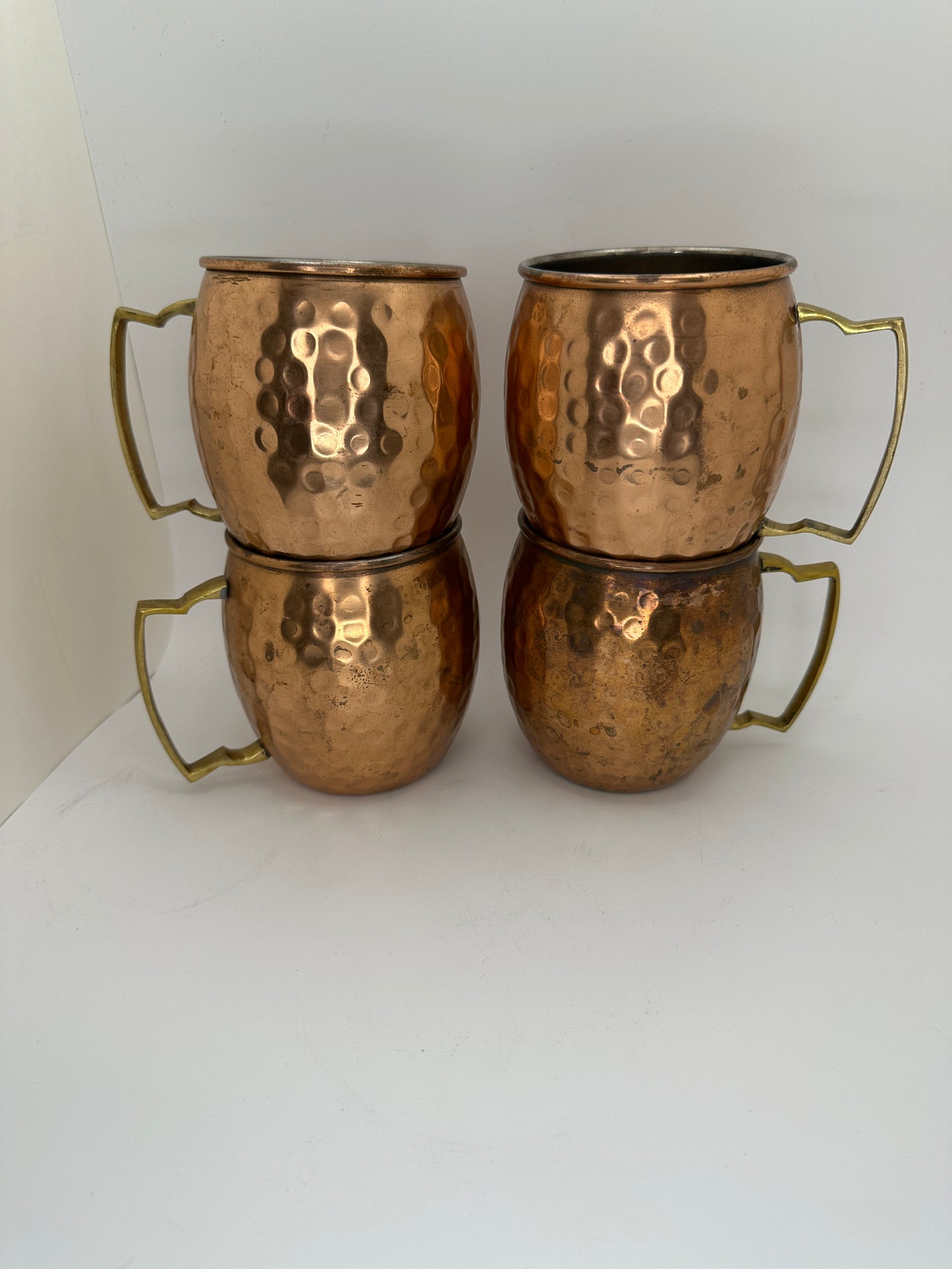 Set of Four Vintage Hammered Copper Coffee Cups