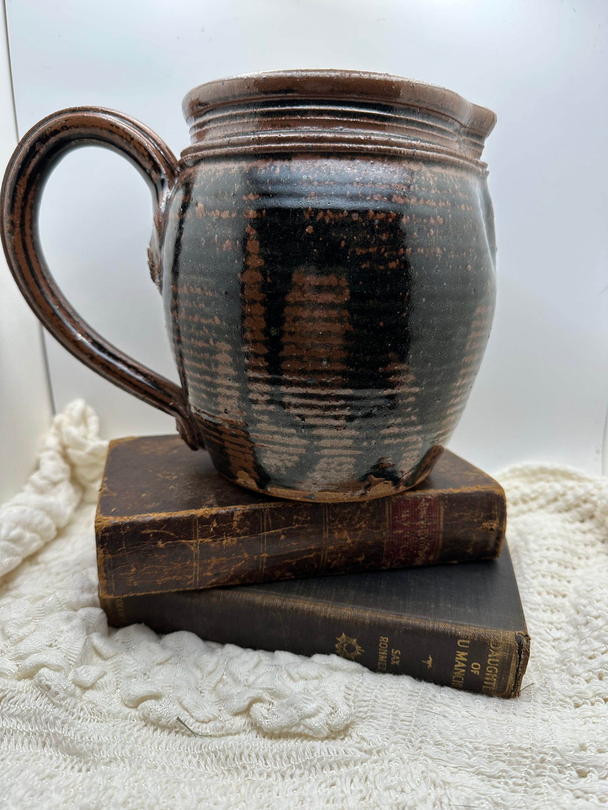 Brown Stoneware Crock Pitcher