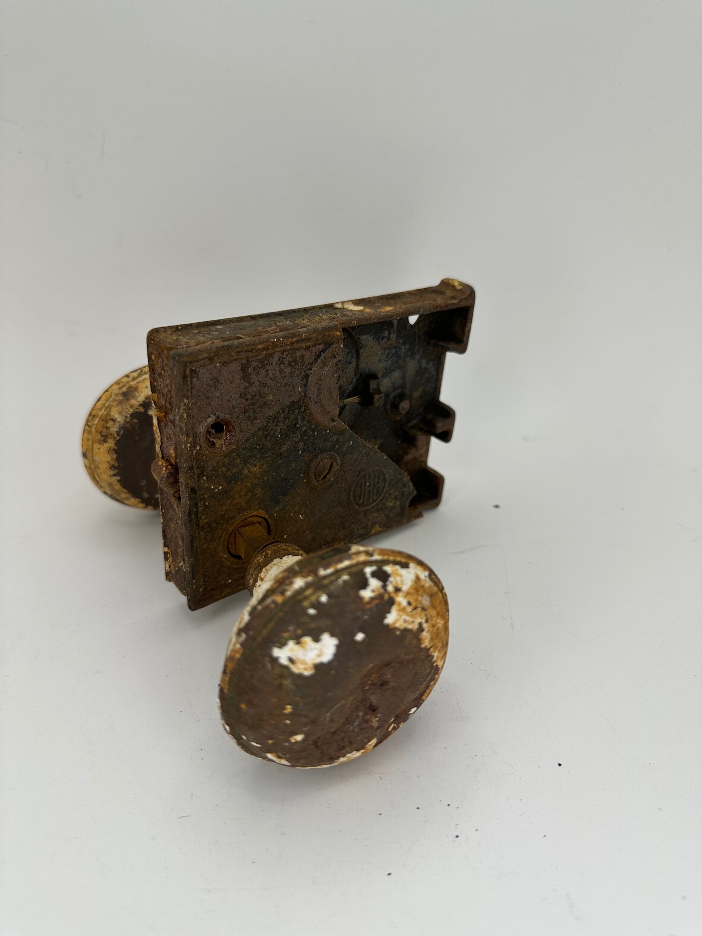 Antique Salvage Door Latch with Knobs