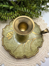 EnameledBrass Candlestick with Finger Loop