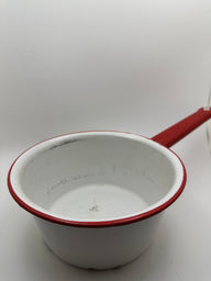 Vintage Red and White Enamelware Pot