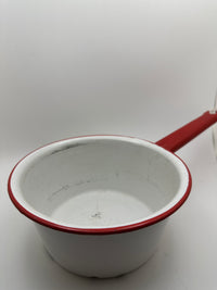 Vintage Red and White Enamelware Pot