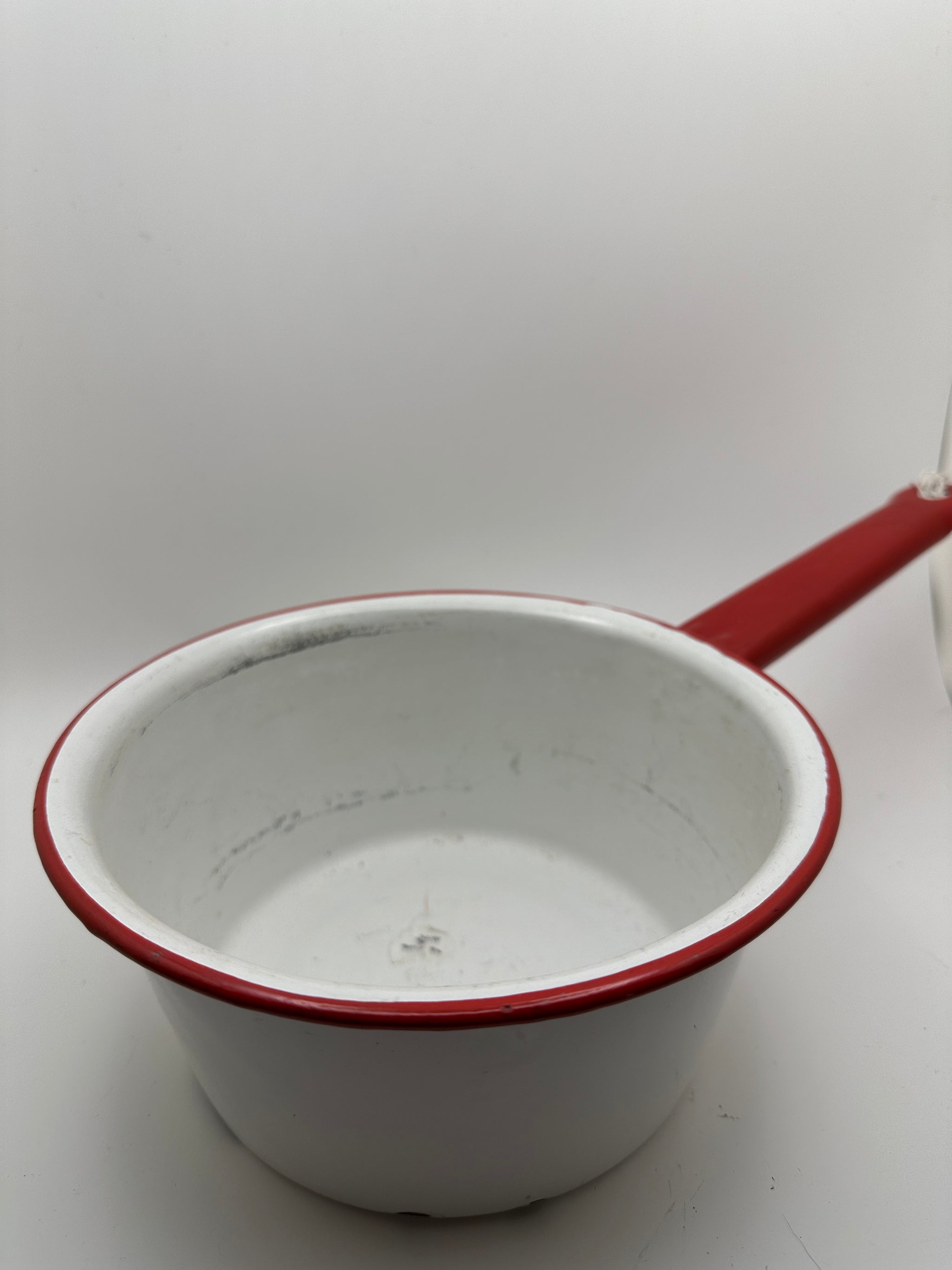 Vintage Red and White Enamelware Pot