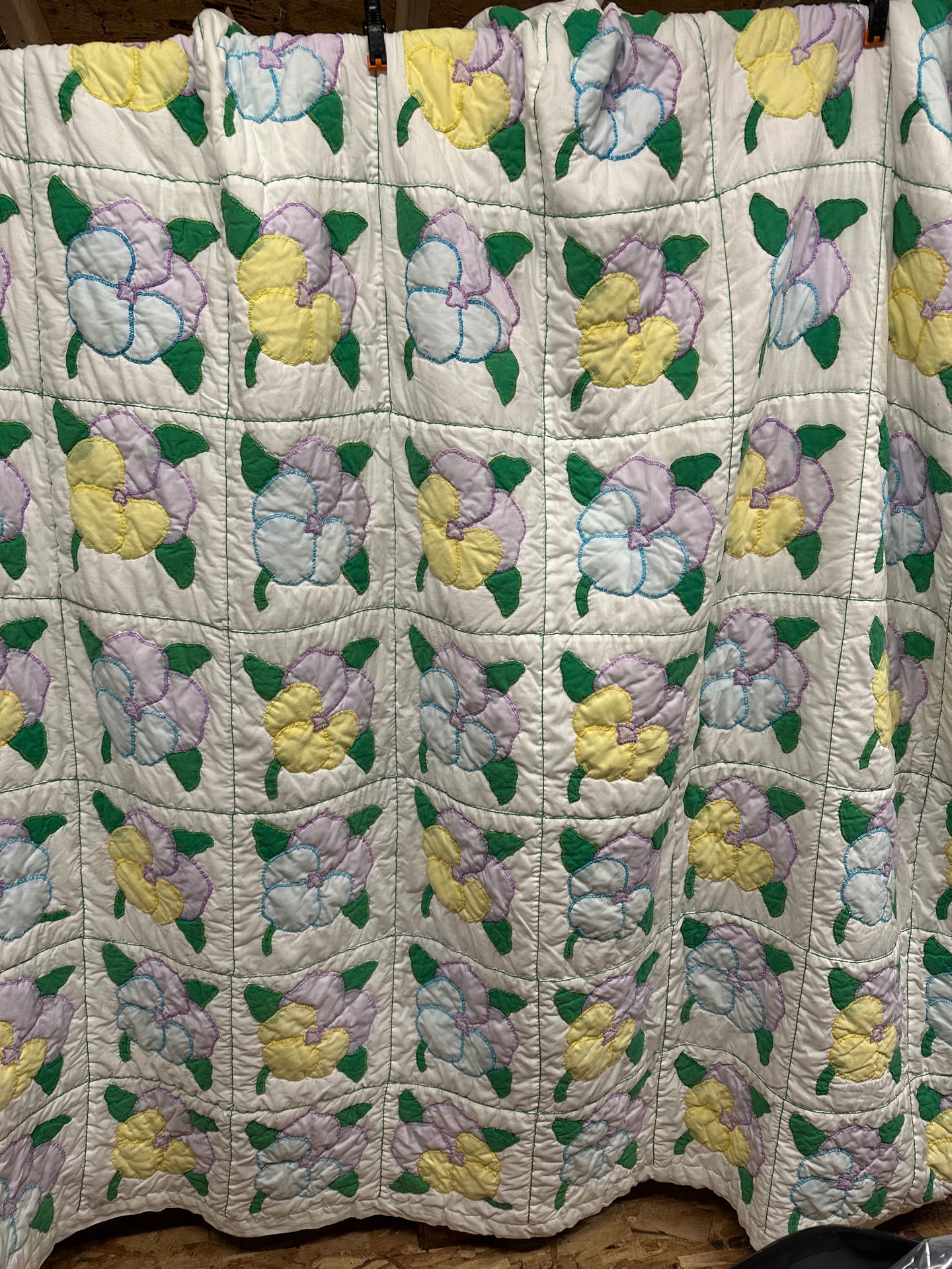 vintage Handmade Square Flower Quilt