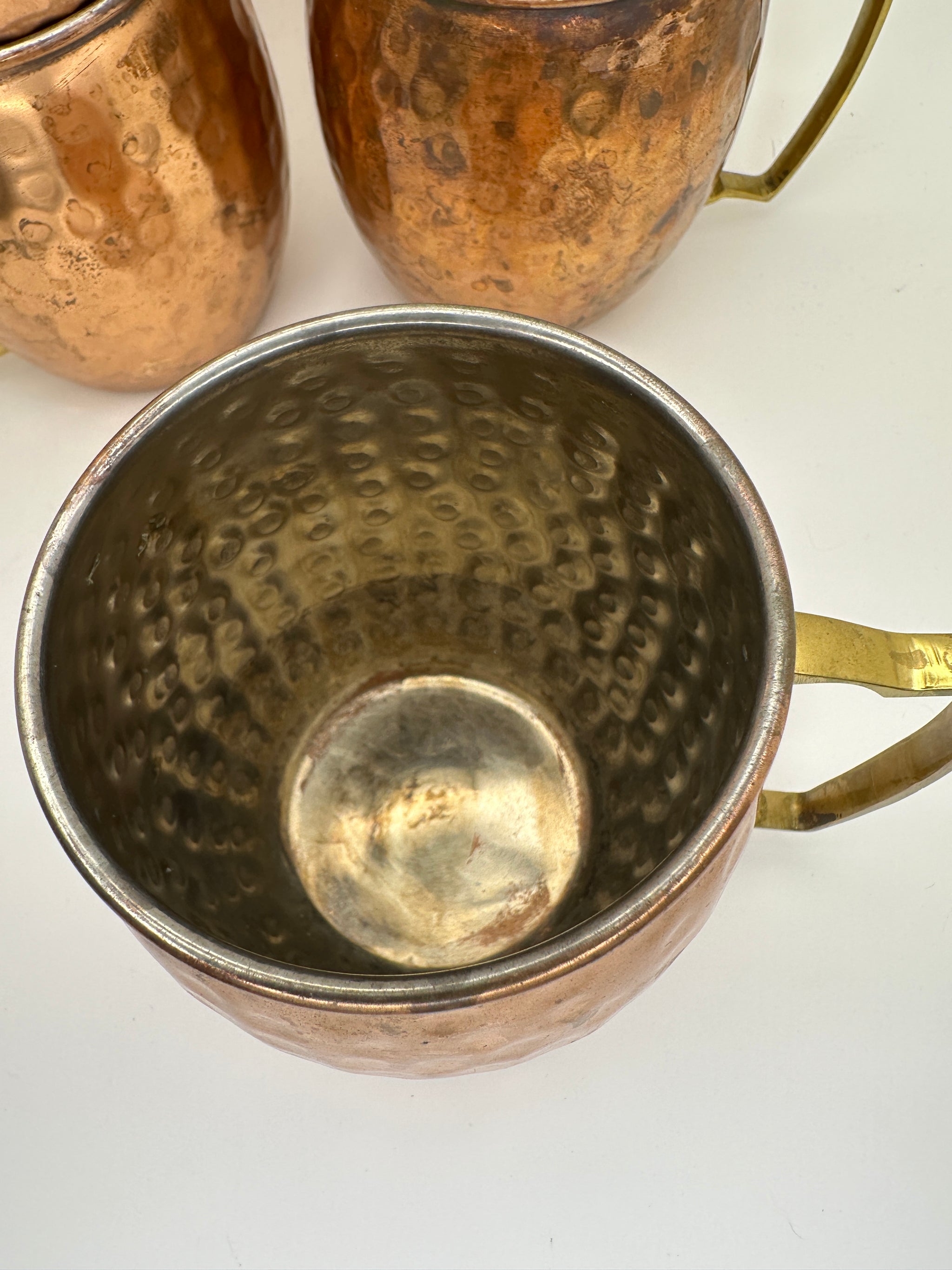 Set of Four Vintage Hammered Copper Coffee Cups
