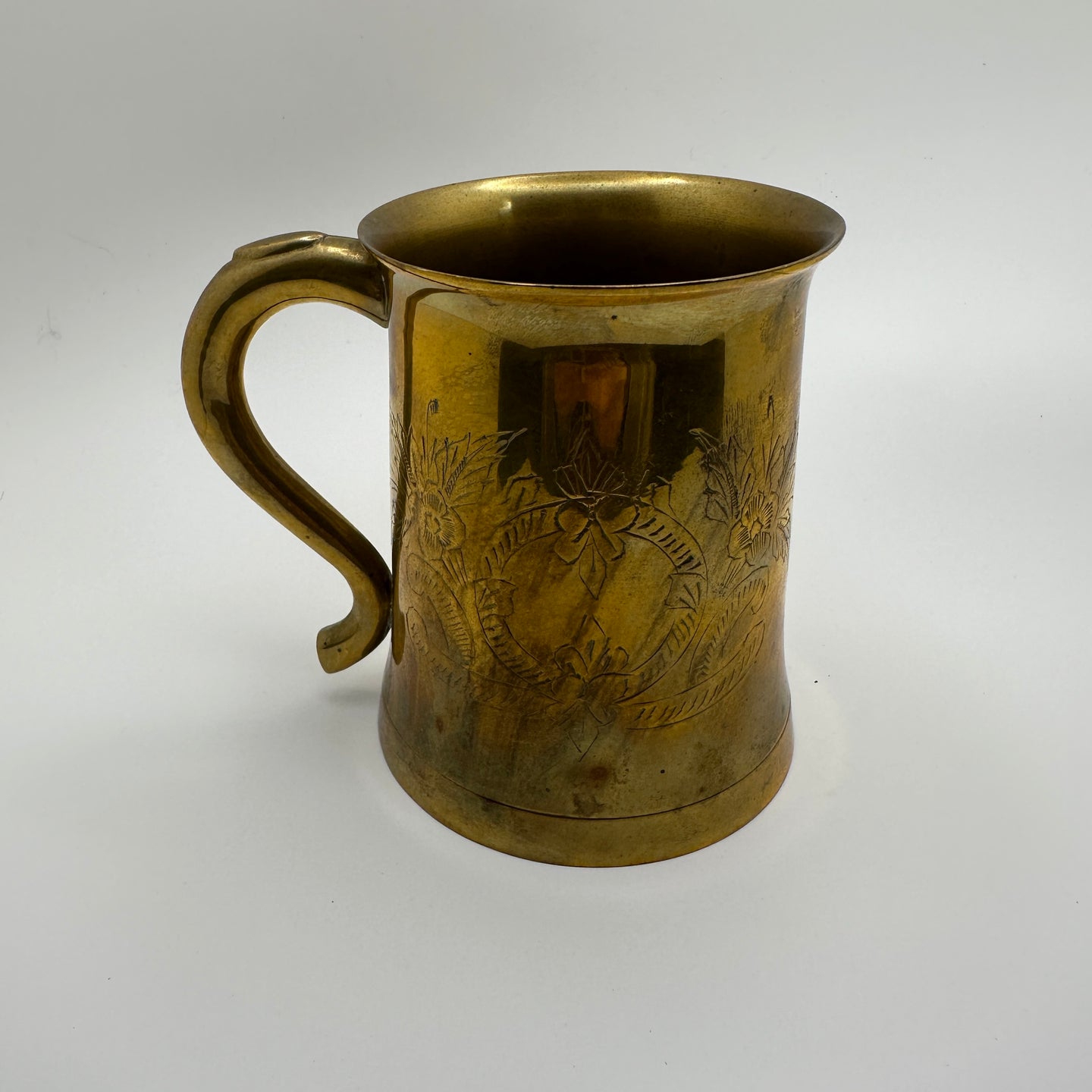 Vintage Engraved Brass Beer Mug
