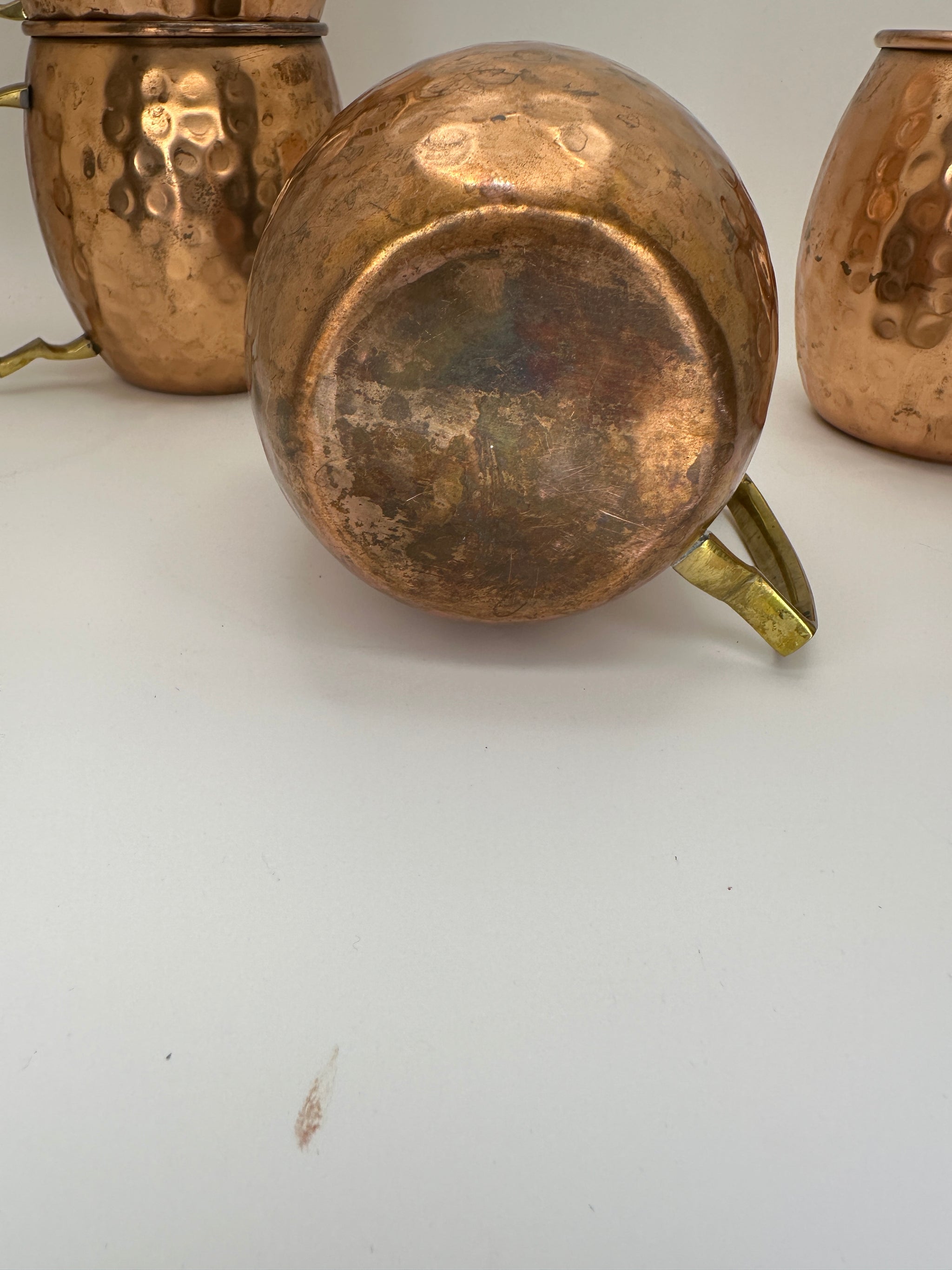 Set of Four Vintage Hammered Copper Coffee Cups