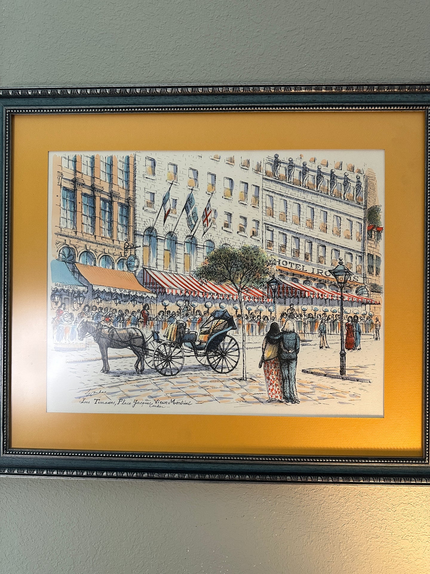 Vintage Watercolor Print by French Artist Guy Lombal