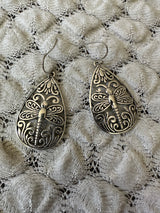 Dragonfly Teardrop Silver Earrings