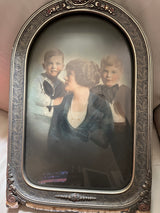 Antique Bowed Glass Oval Family Picture