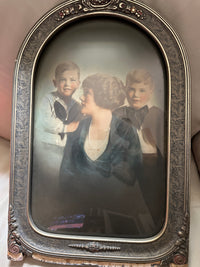 Antique Bowed Glass Oval Family Picture
