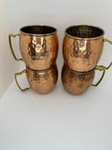 Set of Four Vintage Hammered Copper Coffee Cups