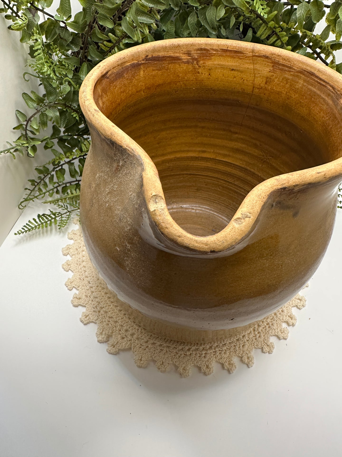 Brown Glazed Pottery Pitcher