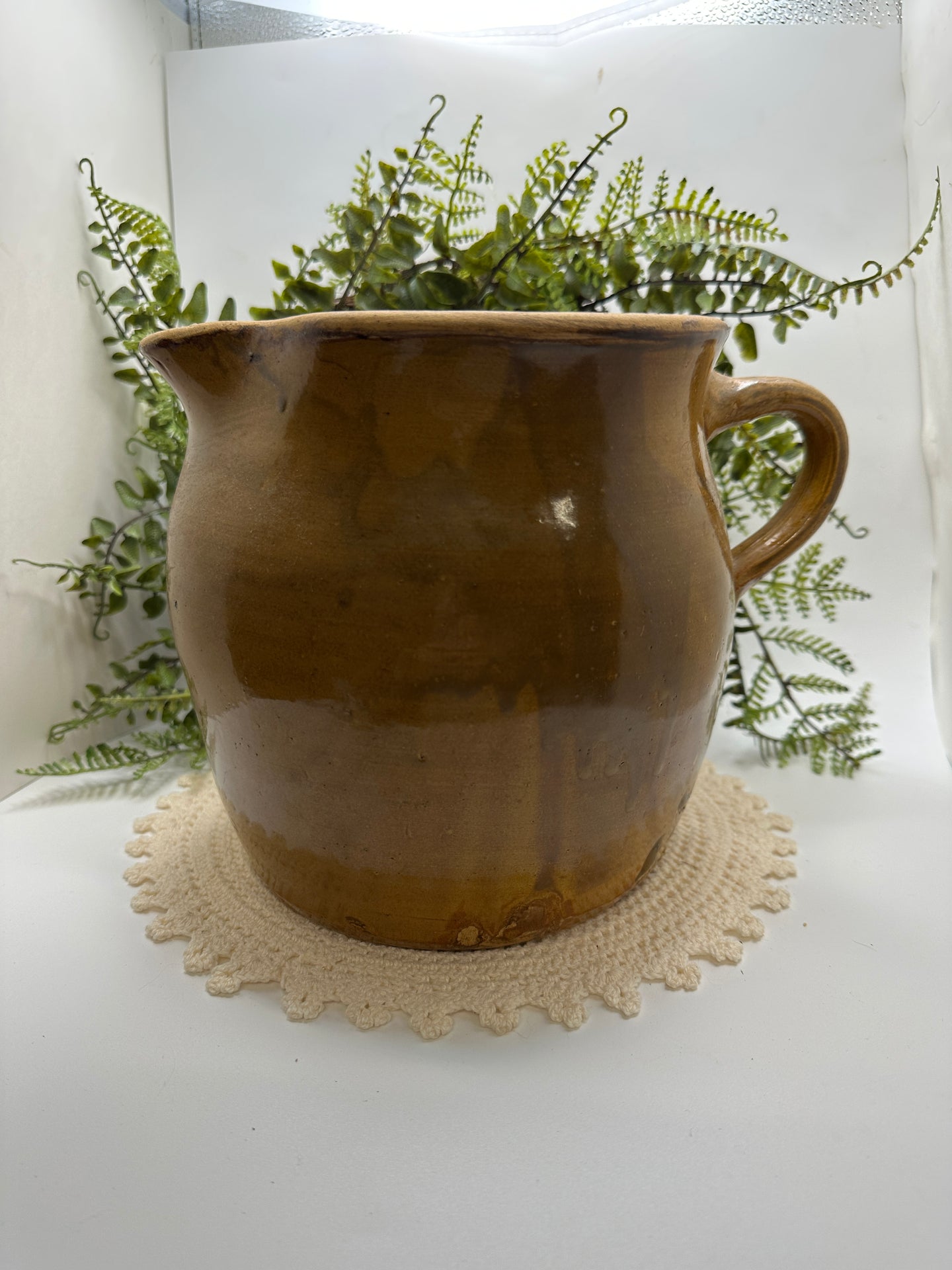 Brown Glazed Pottery Pitcher