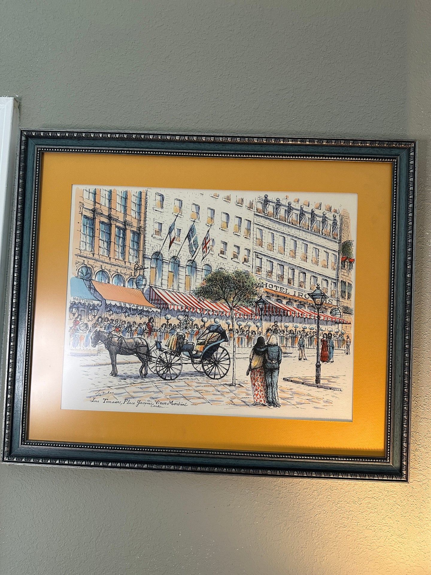 Vintage Watercolor Print by French Artist Guy Lombal