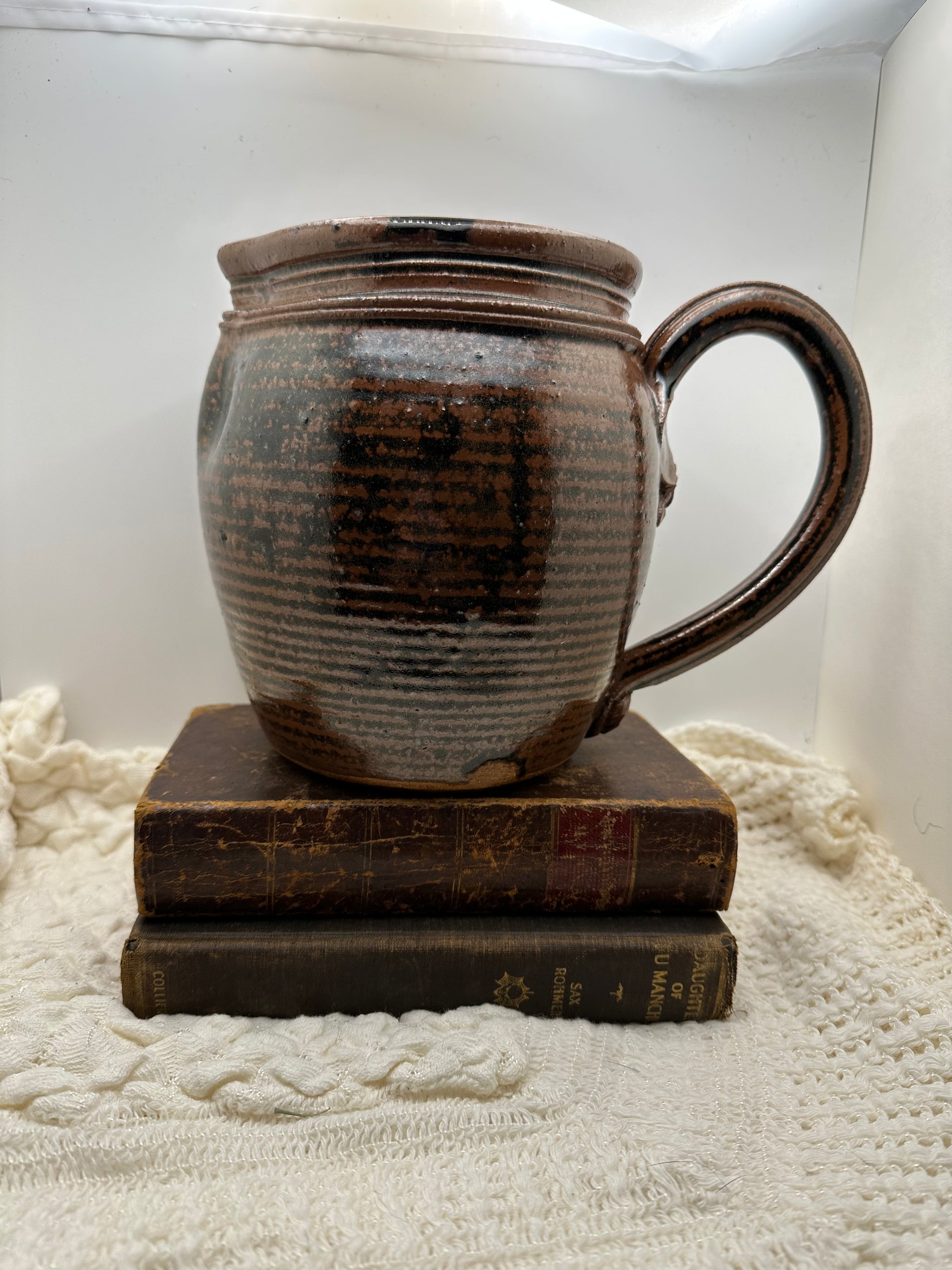 Brown Stoneware Crock Pitcher