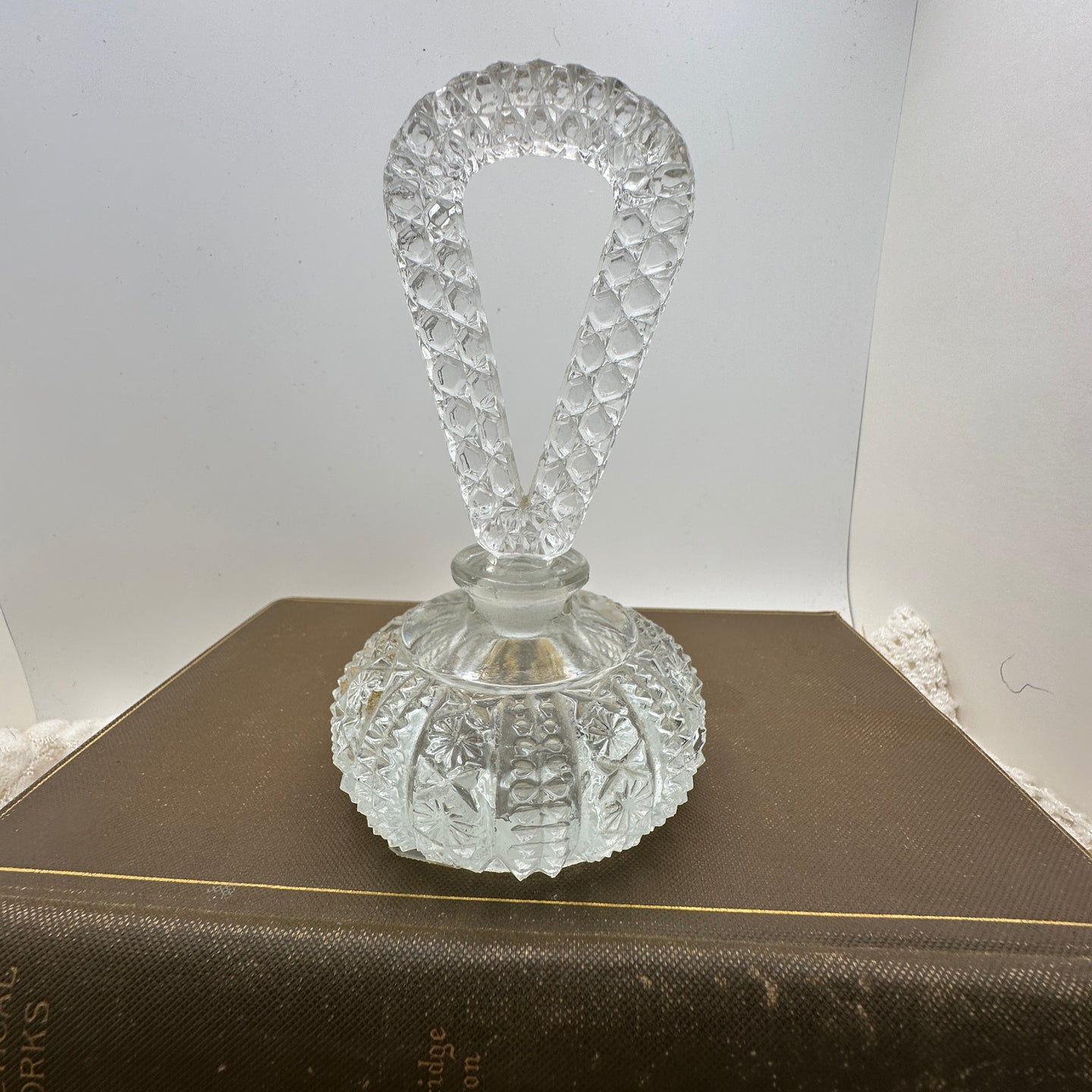 Vintage Crystal Perfume Bottle with Looped Handle