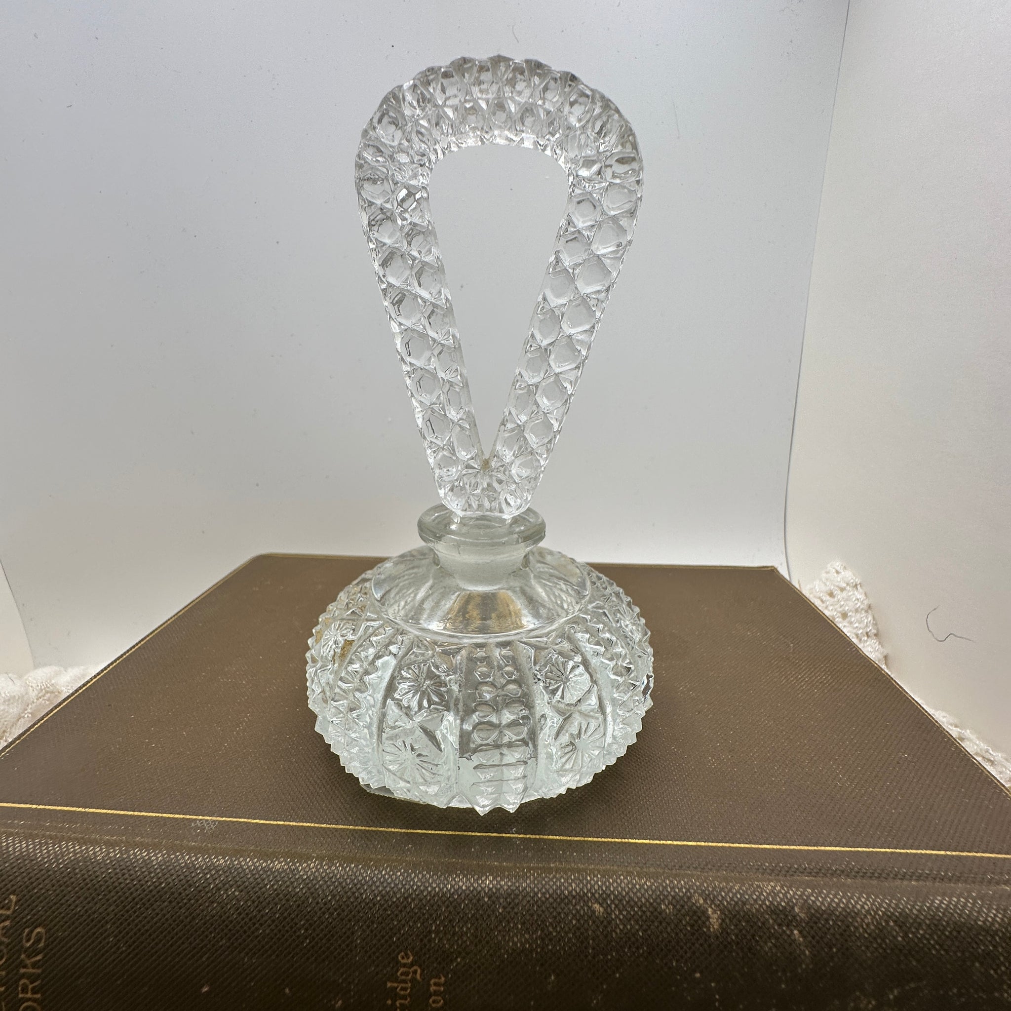 Vintage Crystal Perfume Bottle with Looped Handle