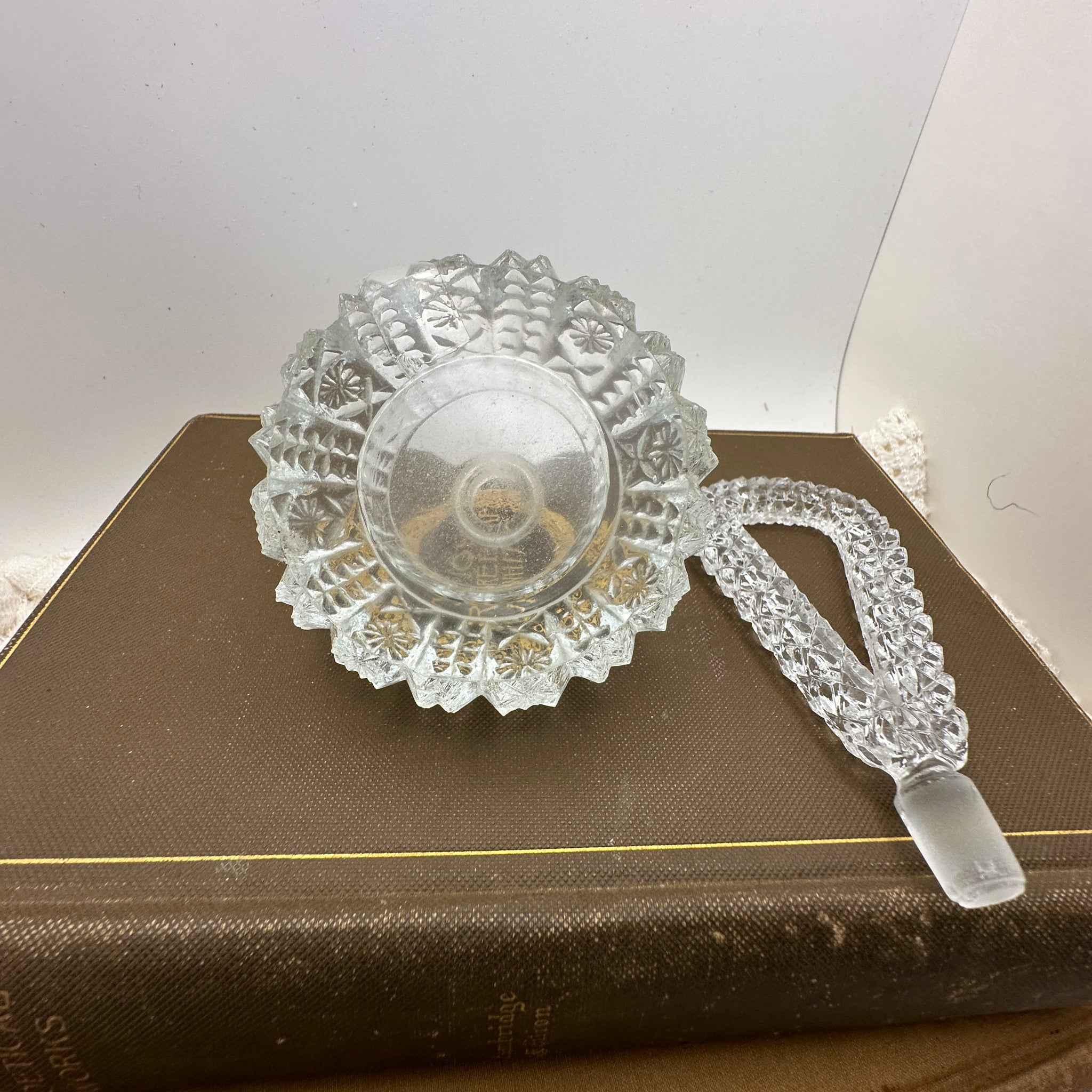 Vintage Crystal Perfume Bottle with Looped Handle
