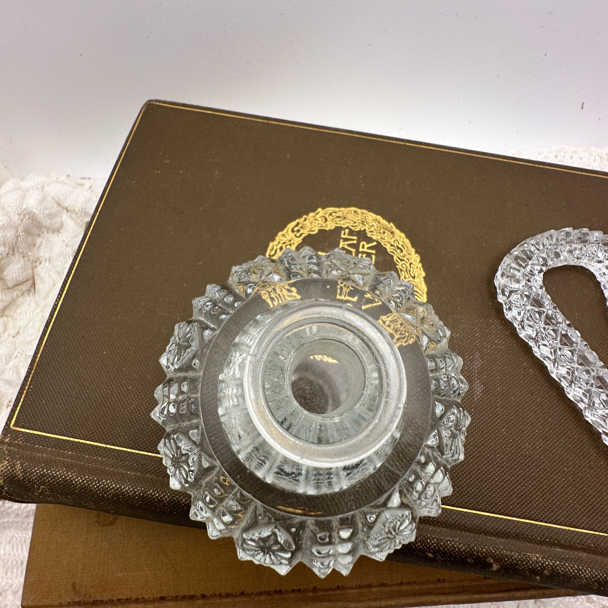 Vintage Crystal Perfume Bottle with Looped Handle