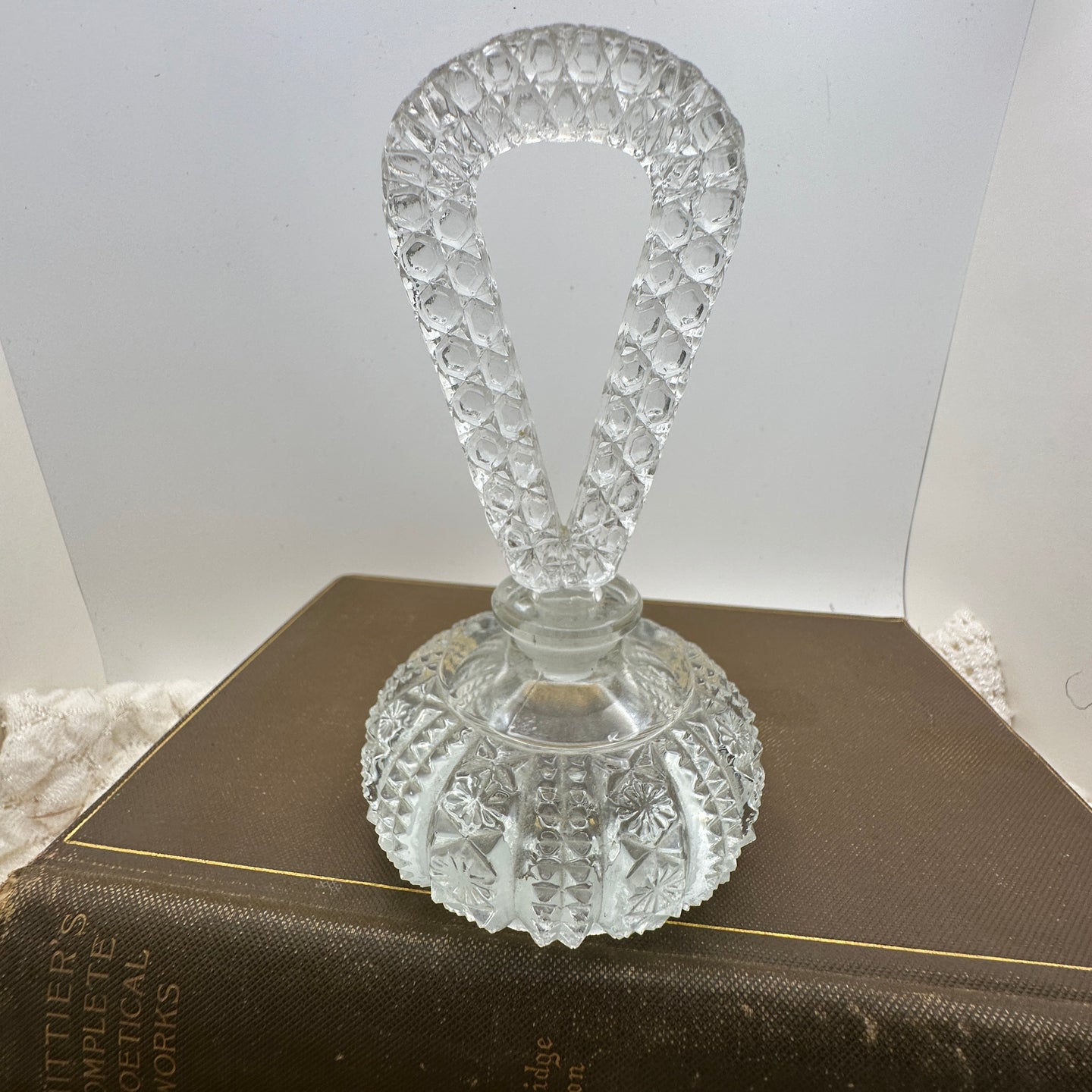 Vintage Crystal Perfume Bottle with Looped Handle