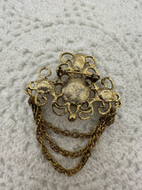 Vintage Victorian Style Gold and Pearl Costume Jewelry Pin