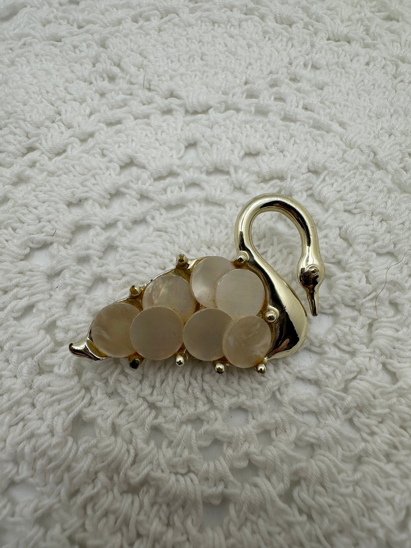 Vintage Mother of Pearl Swan Brooch