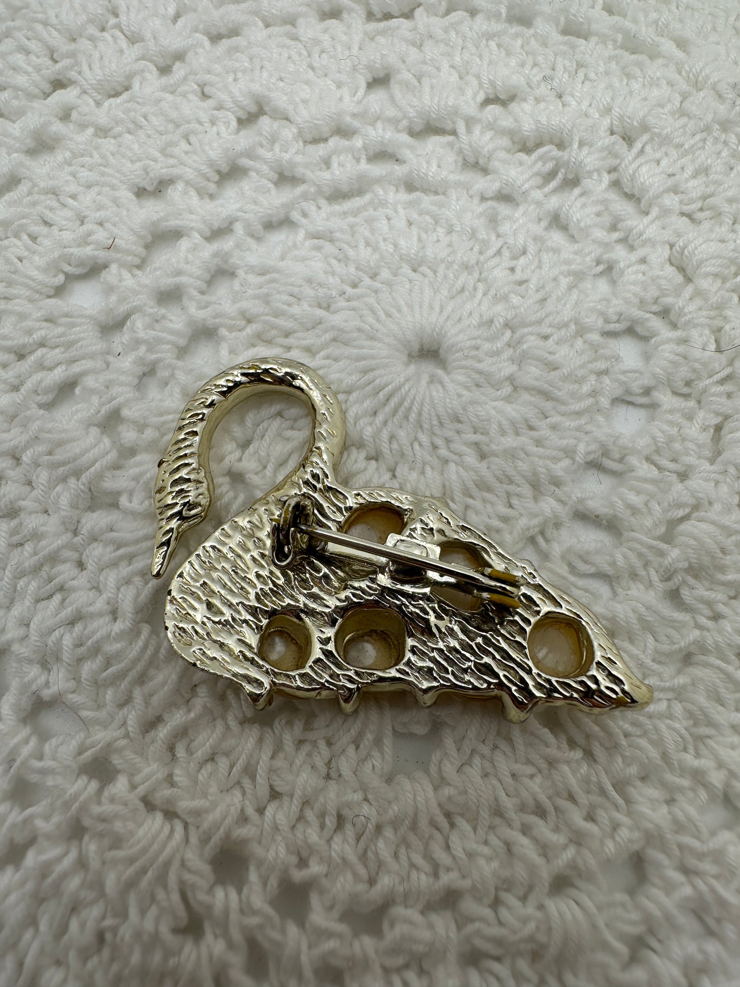Vintage Mother of Pearl Swan Brooch