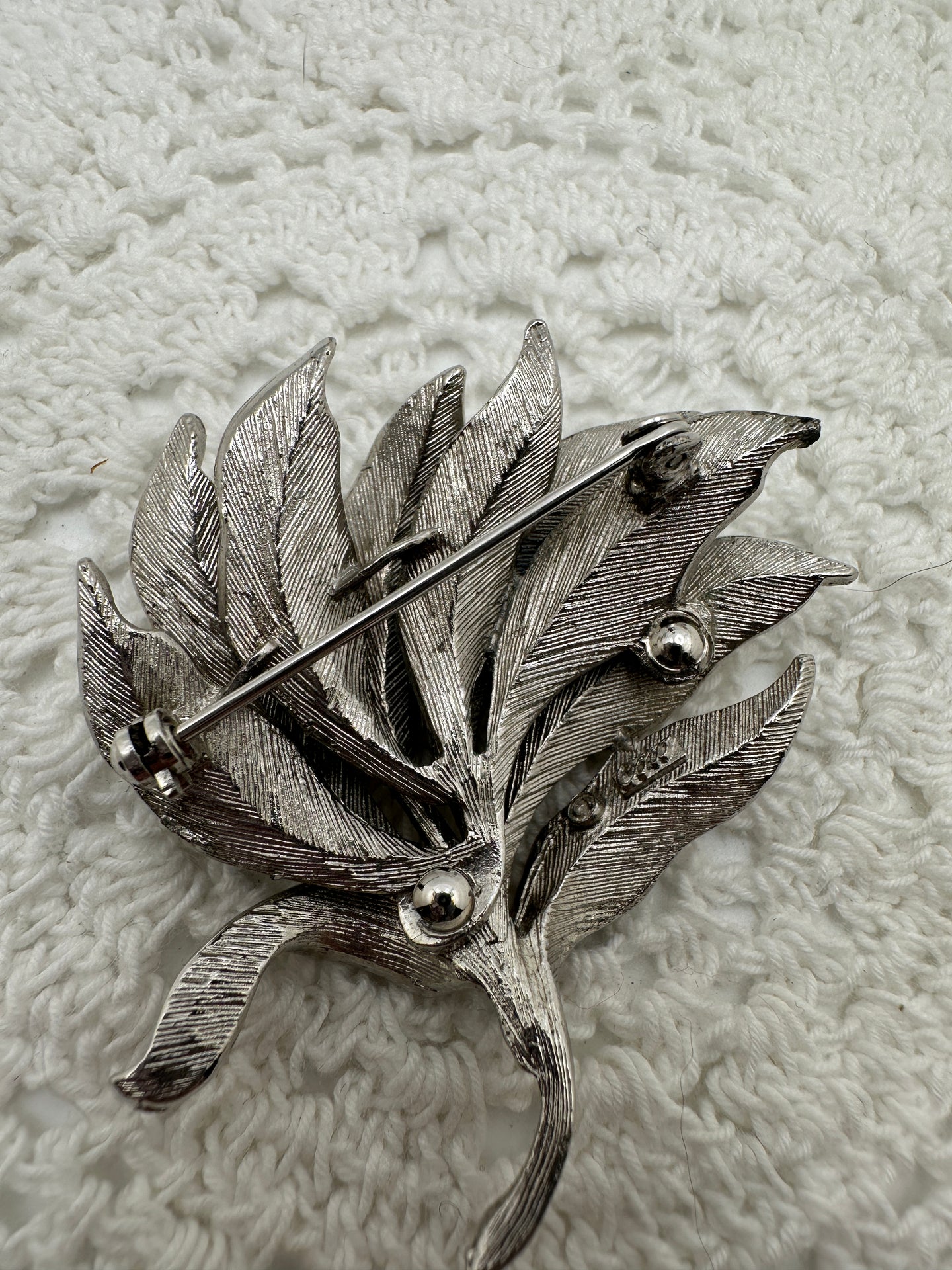 Vintage Coro Silver Bunch of Leaves Brooch
