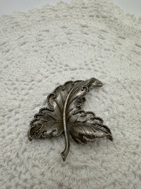 Vintage Silver Leaf Brooch