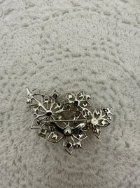 Vintage Pearl and Rhinestone Flower Brooch