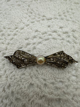 Vintage Bow Knot Pearl Brooch