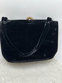 Vintage 1940's Black Velvet Purse