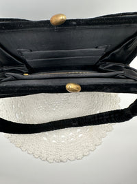 Vintage 1940's Black Velvet Purse